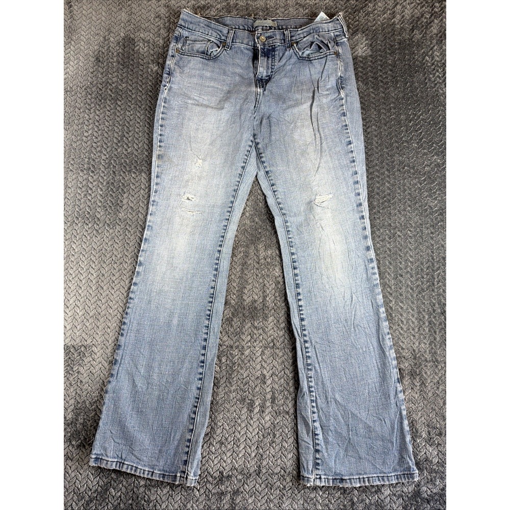 Levis 515 Bootcut Jeans Womens 8M Blue Light Wash Mid Rise Distressed